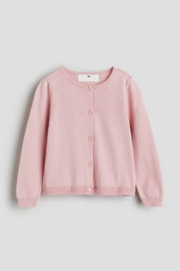 H&M - Girls Pink Fine-Knit Cotton Cardigan