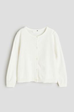 H&M - Girls White Fine-Knit Cotton Cardigan