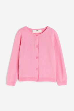 H&M - Girls Pink Fine-Knit Cotton Cardigan