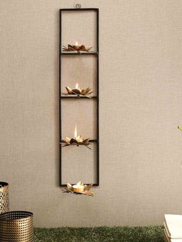 Unravel India - Gold & Black Metal Wall Tea Light