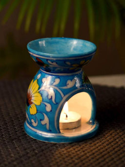 Unravel India - Blue Pottery Oil Burner Ceramic Aroma Diffuser(Blue)