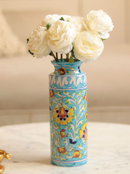 Unravel India - Blue Art Pottery Ceramic Unique Decorative Vase