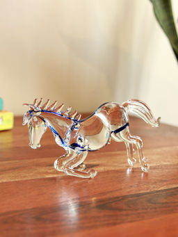 Unravel India - Handcrafted Rearing Glass Horse Figurine