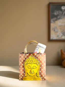 Golden Peacock - Gold-Toned Buddha Embossed Handcrafted Wrought Iron Multi-Utility Organiser