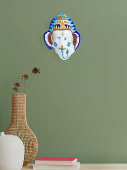 Golden Peacock - Blue Pottery Lord Ganesha Ceramic