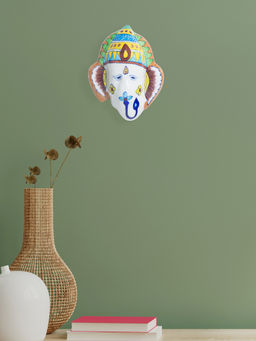 Golden Peacock - Blue Pottery Lord Ganesha Ceramic