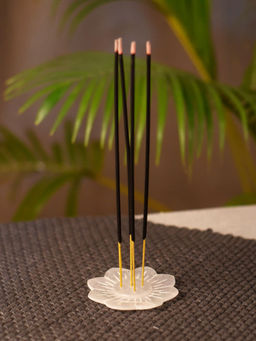 Unravel India - Incense Stick Holder Marble Floral Design Inscent Burner Plate