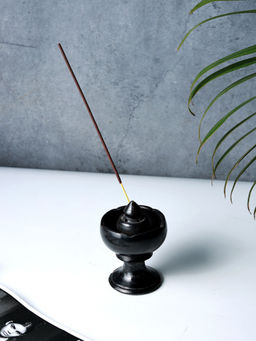 Unravel India - Handpainted Black Terracotta Incense Stand