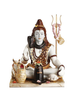 Momentz - Shiv Ji Porcelain Idol With Shivling & Nandi