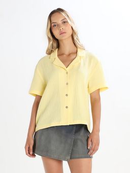 ONLY - Women'S Solid Regular Fit Yellow Shirt