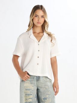 ONLY - Women'S Solid Regular Fit White Shirt