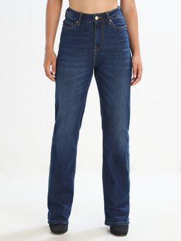 ONLY - Women's Solid Straight Fit Blue Jeans