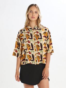 ONLY - Women'S Printed Oversized Fit Multicolour Shirt