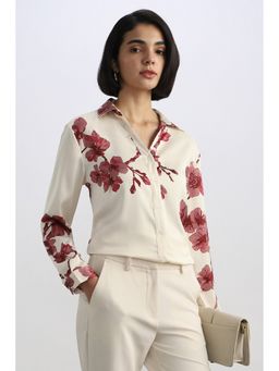 Allen Solly - Women Cream Floral Print Long Sleeves Shirt