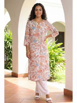 Aurelia - Women White Pure Cotton Floral Kurta