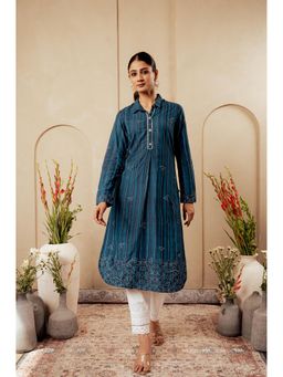 Juniper - Women Blue Viscose Printed Kurta