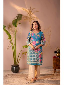 Juniper - Women Blue Liva Floral Kurta