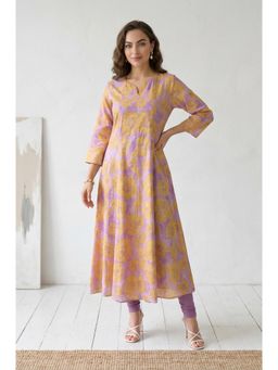 W - Lavender Pure Cotton Floral Kurta