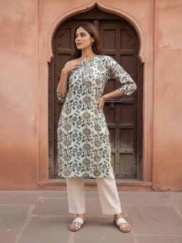 Rangita - Women Off White Rayon Printed Kurta
