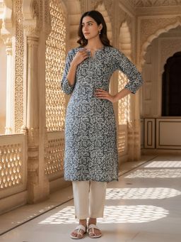 Rangita - Women Grey Rayon Printed Kurta
