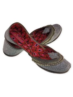 fulkari - Leaf Gunmetal Leather Juttis