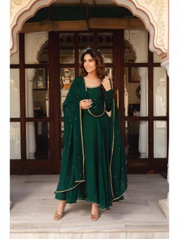 Bhavini Paris - Madana Green Anarkali Kurta with Pant and Dupatta (Set of 3)