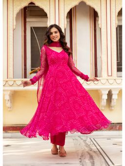 Bhavini Paris - Ragini Pink Anarkali Kurta with Pant and Dupatta (Set of 3)