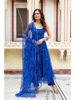 Bhavini Paris - Navya Blue Anarkali Kurta with Pant and Dupatta (Set of 3)