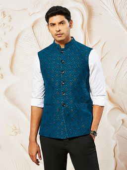 Vastramay - Mens Silk Blend Woven Nehru Jacket