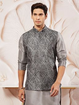 Vastramay - Mens Georgette Embroidered Nehru Jacket