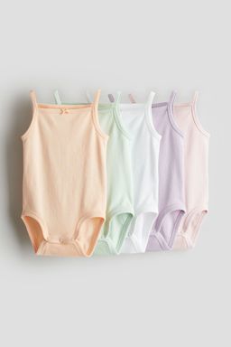 H&M - White 5-Pack Cotton Bodysuits