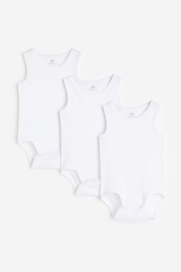 H&M - White 3-Pack Cotton Bodysuits