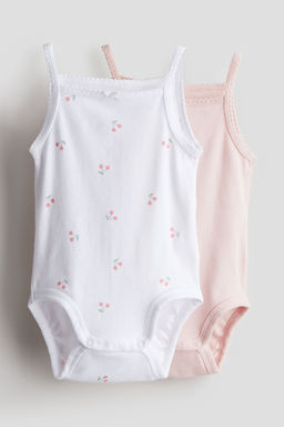 H&M - White 2-Pack Sleeveless Cotton Bodysuits