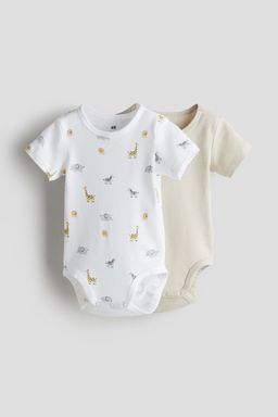 H&M - White 2-Pack Short-Sleeved Bodysuits