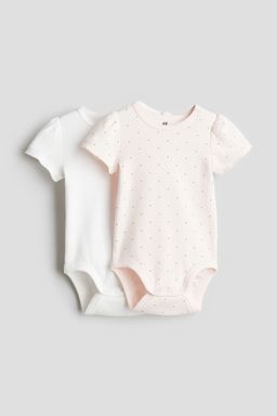 H&M - White 2-Pack Short-Sleeved Bodysuits