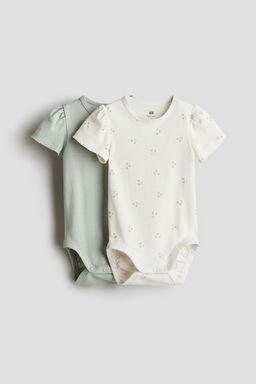 H&M - Green 2-Pack Short-Sleeved Bodysuits