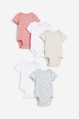 H&M - White 5-Pack Cotton Bodysuits