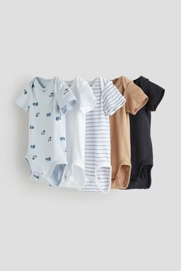 H&M - White 5-Pack Cotton Bodysuits