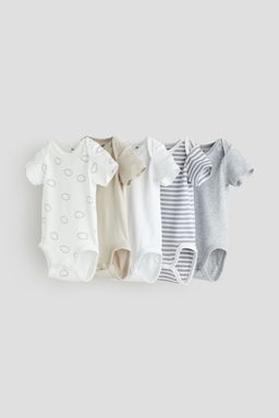 H&M - White 5-Pack Cotton Bodysuits