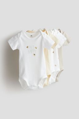 H&M - White 5-Pack Cotton Bodysuits