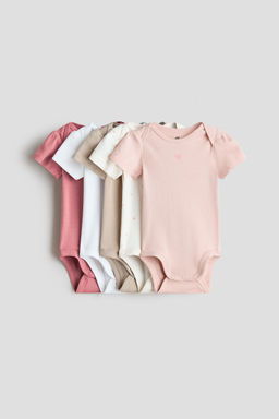 H&M - White 5-Pack Cotton Bodysuits