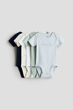 H&M - White 5-Pack Cotton Bodysuits