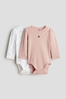H&M - White 2-Pack Long-Sleeved Bodysuits