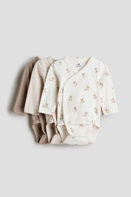 H&M - Beige 3-Pack Wrapover Bodysuits