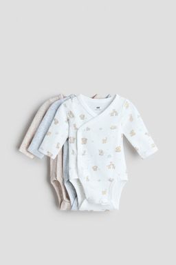 H&M - Beige 3-Pack Wrapover Bodysuits