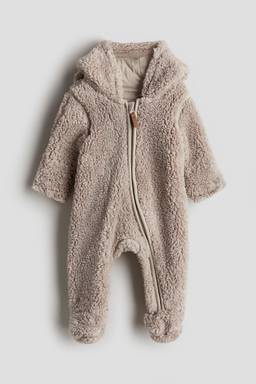 H&M - Beige Pile Pram Suit With Ears