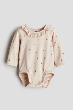 H&M - Girls Beige Flounce-Collared Cotton Bodysuit