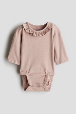 H&M - Girls Pink Flounce-Collared Cotton Bodysuit