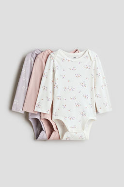 H&M - White 3-Pack Printed Jersey Bodysuits