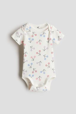 H&M - White Printed Envelope-Neck Bodysuit